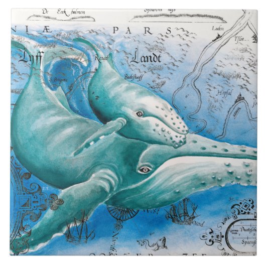 Vintage Karte Humpback Fliese (Vorderseite)