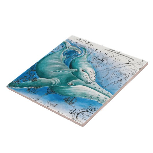 Vintage Karte Humpback Fliese (Seite)