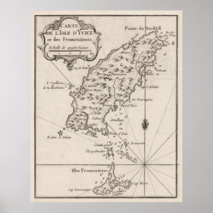 Vintage Karte Ibiza Spanien (1764) Poster