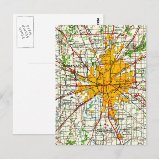Vintage Karte Indianapolis (Vorne/Hinten)