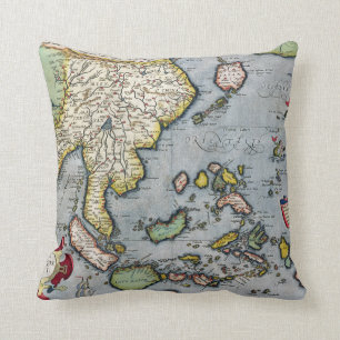 Vintage Karte   Indien nach Neu-Guinea Kissen