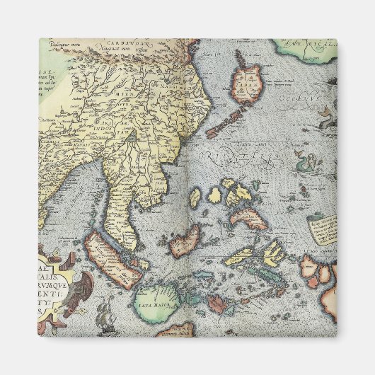 Vintage Karte Indiens | 1592 Magnet (Vorne)