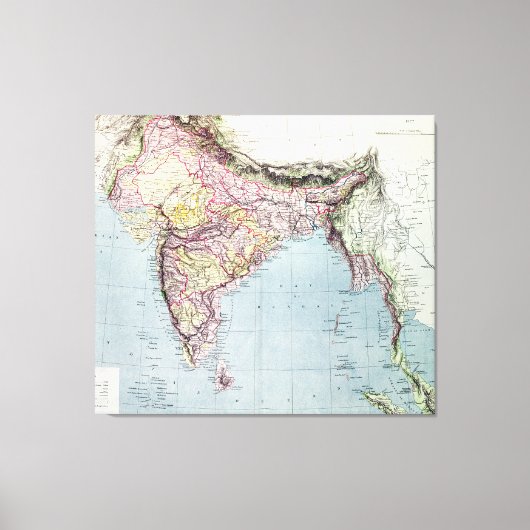 Vintage Karte Indiens | 1877 Leinwanddruck (Vorderseite)