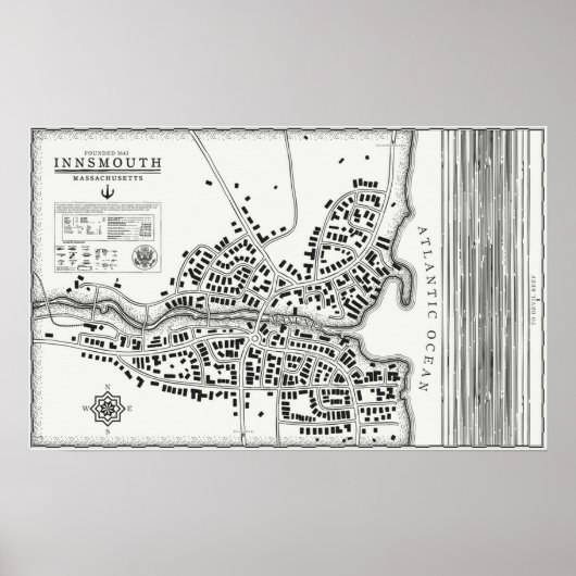 Vintage Karte Innsmouth Poster (Vorne)