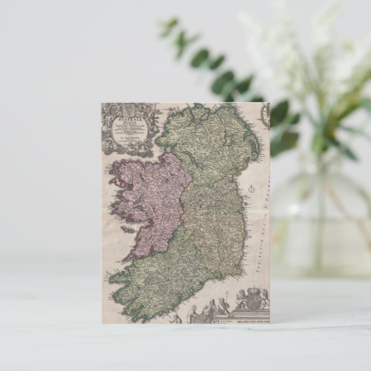 Vintage Karte Irlands (1716) (Stehend Vorderseite)