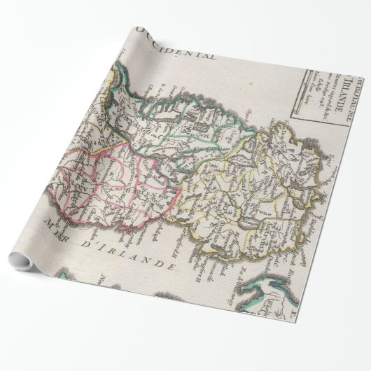 Vintage Karte Irlands (1748) Geschenkpapier (Ungerollt)