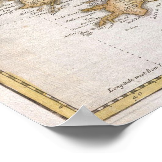 Vintage Karte Irlands (1794) Poster (Ecke)