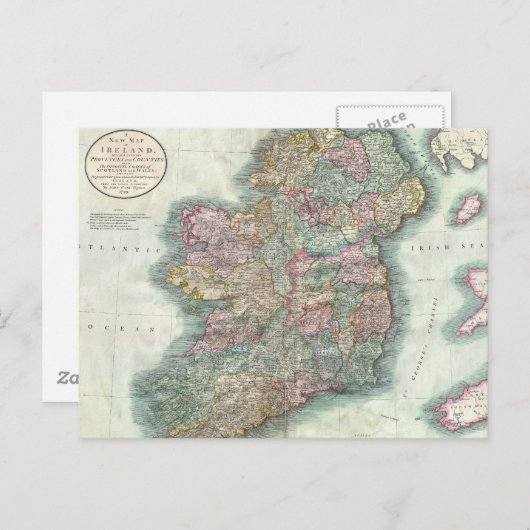 Vintage Karte Irlands (1799) (Vorne/Hinten)