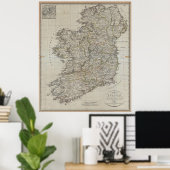 Vintage Karte Irlands (1804) Poster (Heimbüro)