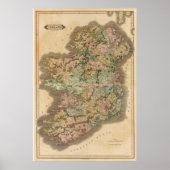 Vintage Karte Irlands (1831) Poster (Vorne)