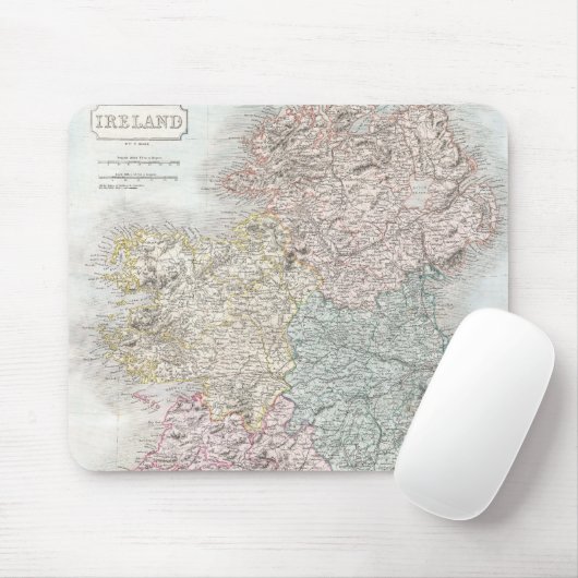 Vintage Karte Irlands (1850) Mousepad (Mit Mouse)