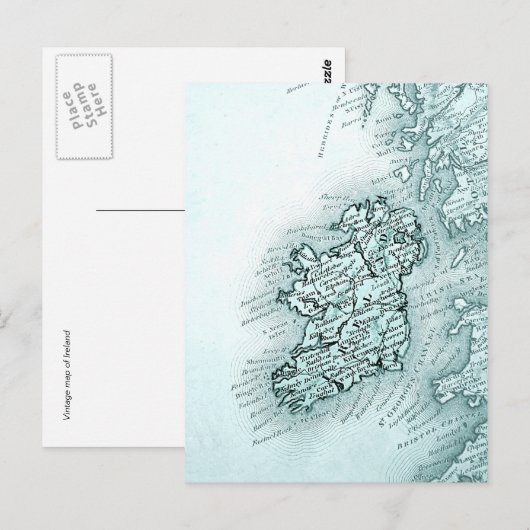 Vintage Karte Irlands, grün (Vorne/Hinten)