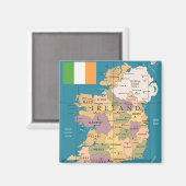 Vintage Karte Irlands Magnet (Vorderseite/Rückseite)