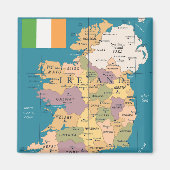 Vintage Karte Irlands Magnet (Vorne)