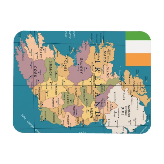 Vintage Karte Irlands Magnet (Horizontal)