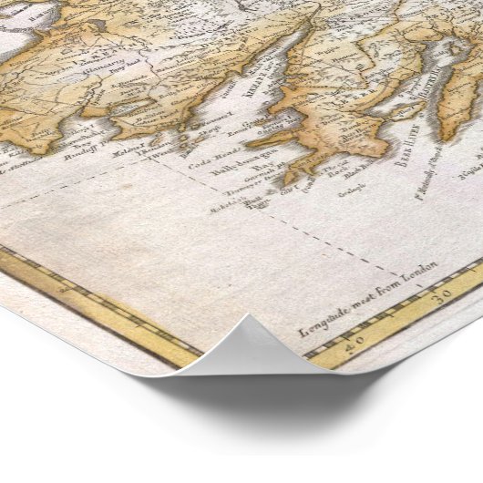 Vintage Karte Irlands Poster (Ecke)