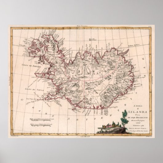 Vintage Karte Islands (1781) Poster (Vorne)