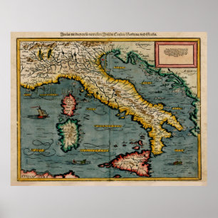 Vintage Karte Italiens (1588) Poster