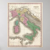 Vintage Karte Italiens (1827) Poster (Vorne)