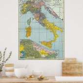 Vintage Karte Italiens (1912) Poster (Küche)