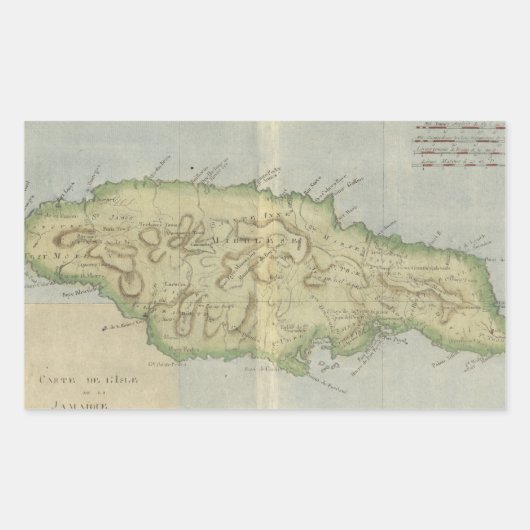 Vintage Karte Jamaikas (1780) Rechteckiger Aufkleber (Vorderseite)