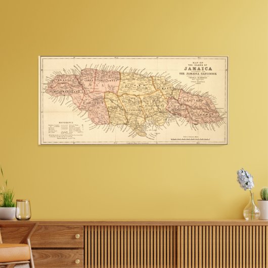 Vintage Karte Jamaikas (1893) Leinwanddruck (Insitu (Wohnzimmer))