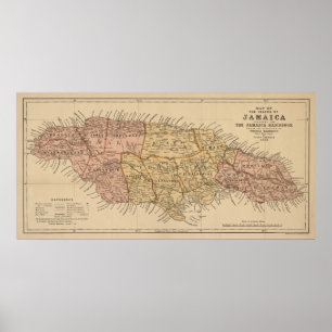 Vintage Karte Jamaikas (1893) Poster