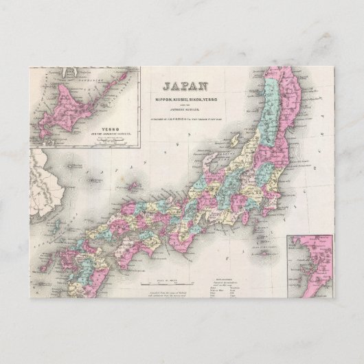 Vintage Karte Japans (1855) (Vorderseite)