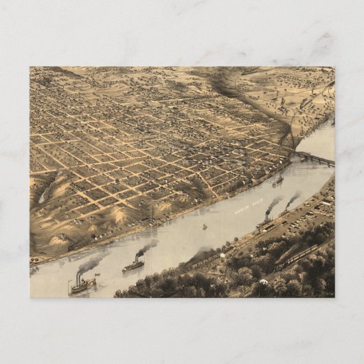 Vintage Karte Kansas City (1869) (Vorderseite)
