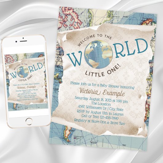 Vintage Karte Kinderdusche Einladungen