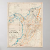 Vintage Karte Kolumbiens (1919) Poster (Vorne)