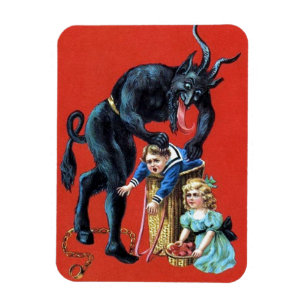 Vintage Karte Krampus Kühlschrank Magnet