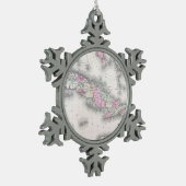 Vintage Karte Kubas (1861) Schneeflocken Zinn-Ornament (Links)
