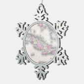 Vintage Karte Kubas (1861) Schneeflocken Zinn-Ornament (Rechts)