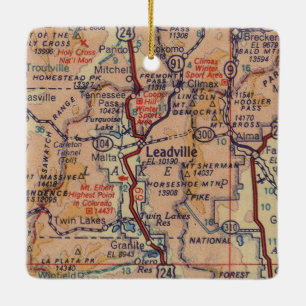 Vintage Karte Leadville CO Keramikornament