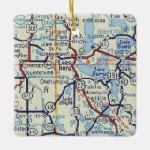 Vintage Karte Leesburg FL Keramikornament (Vorderseite)