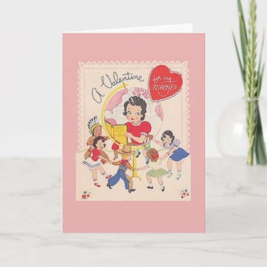 Vintage Karte Lehrervalentines Tages (Vorderseite)