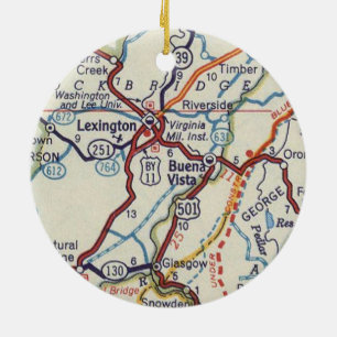 Vintage Karte Lexington VA Keramik Ornament