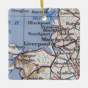 Vintage Karte Liverpool England Keramikornament