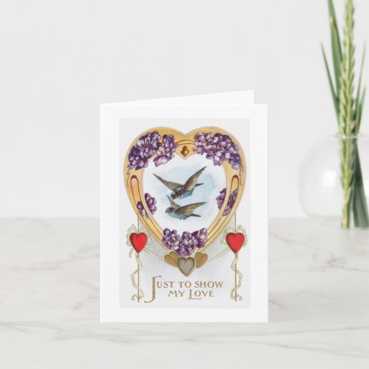 Vintage Karte Lovebirds-Drosselnvalentines Tages (Vorderseite)