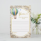 Vintage Karte Luftballon Babyduschratenkarte (Stehend Vorderseite)