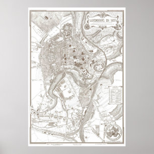 Vintage Karte Luxemburgs Belgien (1907) Poster