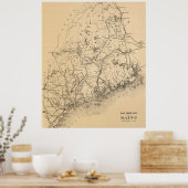 Vintage Karte Maine (1894) Poster (Küche)