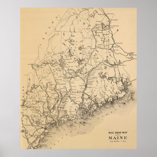 Vintage Karte Maine (1894) Poster (Vorne)