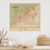 Vintage Karte Marokkos (1912) Poster (Küche)