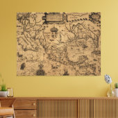 Vintage Karte Mexikos (1600) Leinwanddruck (Insitu (Wohnzimmer))