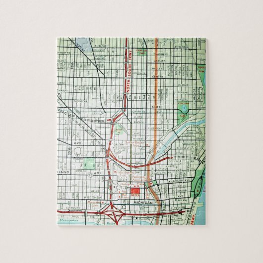 Vintage Karte MILWAUKEE Puzzle (Vertikal)