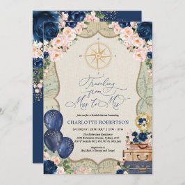 Vintage Karte Miss zu Mrs. Navy Blush Brautparty