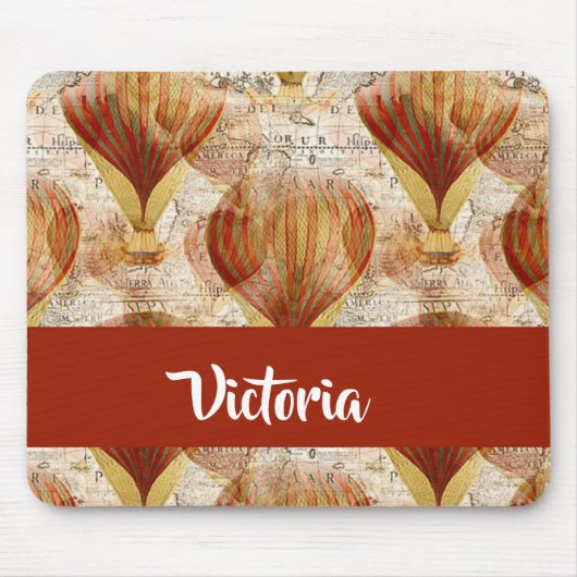 Vintage Karte mit Ballons Mousepad (Vorne)