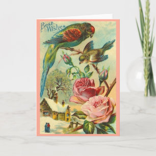 Vintage Karte mit den besten Wünschen und Rose